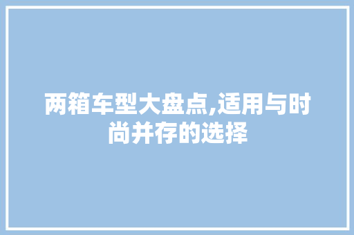 两箱车型大盘点,适用与时尚并存的选择