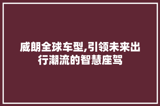 威朗全球车型,引领未来出行潮流的智慧座驾