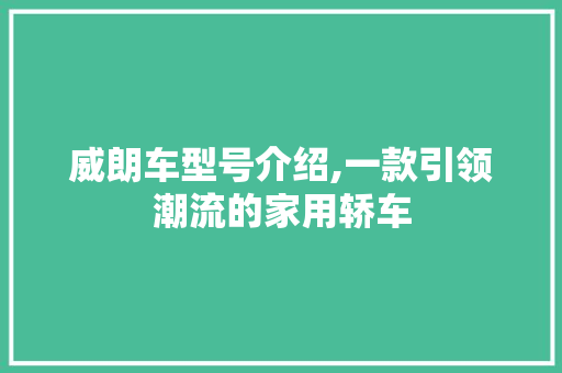 威朗车型号介绍,一款引领潮流的家用轿车