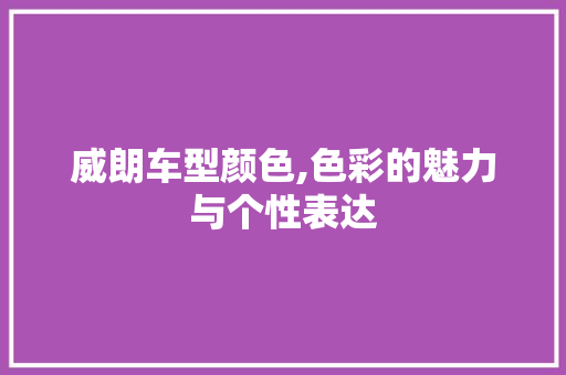 威朗车型颜色,色彩的魅力与个性表达