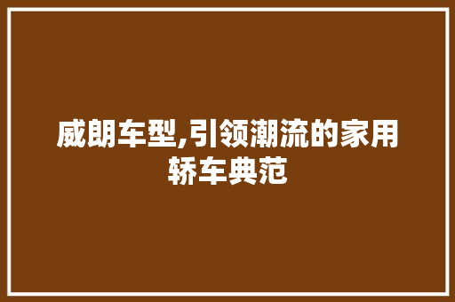 威朗车型,引领潮流的家用轿车典范