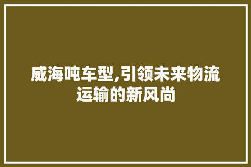 威海吨车型,引领未来物流运输的新风尚