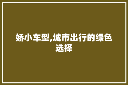 娇小车型,城市出行的绿色选择 新款车型