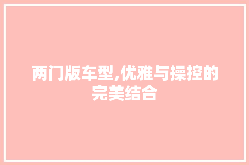 两门版车型,优雅与操控的完美结合