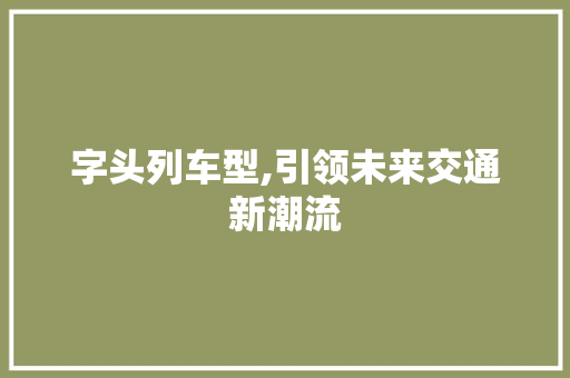 字头列车型,引领未来交通新潮流