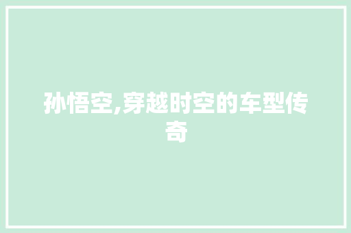 孙悟空,穿越时空的车型传奇