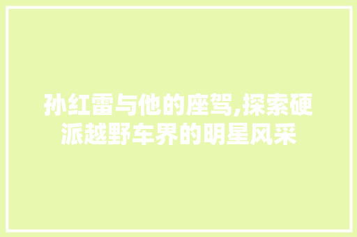 孙红雷与他的座驾,探索硬派越野车界的明星风采