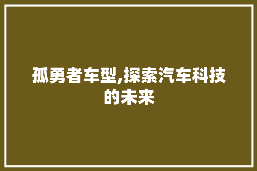 孤勇者车型,探索汽车科技的未来