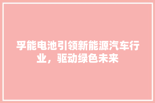 孚能电池引领新能源汽车行业，驱动绿色未来