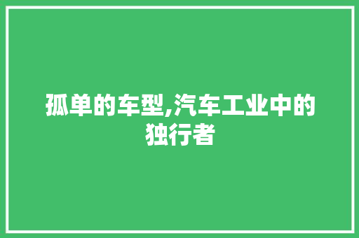孤单的车型,汽车工业中的独行者
