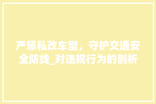 严惩私改车型，守护交通安全防线_对违规行为的剖析与反思
