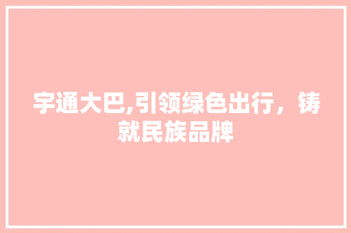 宇通大巴,引领绿色出行，铸就民族品牌