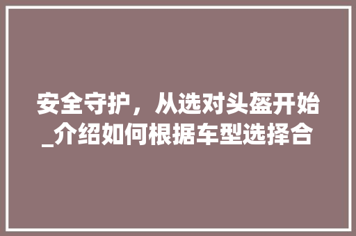 安全守护，从选对头盔开始_介绍如何根据车型选择合适的安全头盔