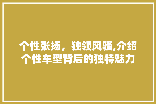 个性张扬，独领风骚,介绍个性车型背后的独特魅力