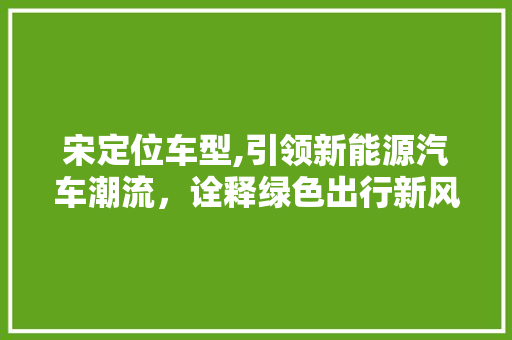 宋定位车型,引领新能源汽车潮流，诠释绿色出行新风尚