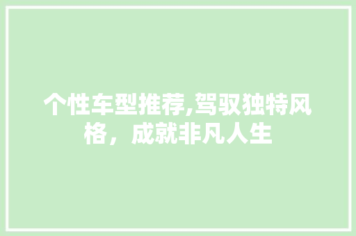 个性车型推荐,驾驭独特风格，成就非凡人生
