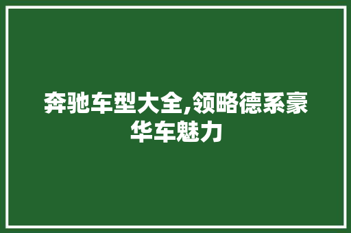 奔驰车型大全,领略德系豪华车魅力