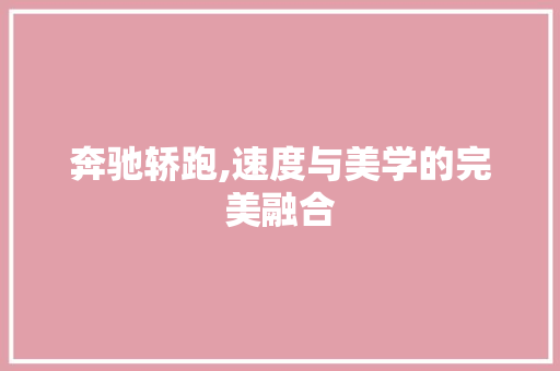 奔驰轿跑,速度与美学的完美融合