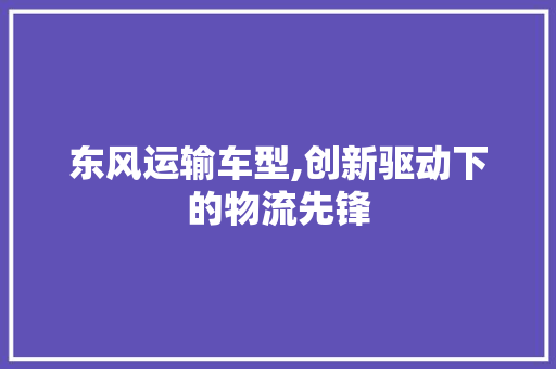 东风运输车型,创新驱动下的物流先锋