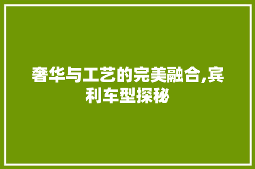 奢华与工艺的完美融合,宾利车型探秘