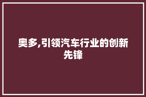 奥多,引领汽车行业的创新先锋