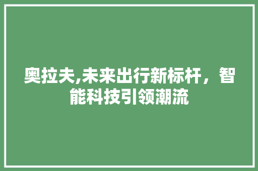 奥拉夫,未来出行新标杆，智能科技引领潮流