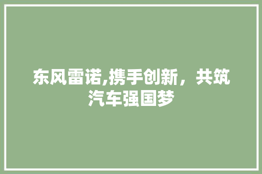 东风雷诺,携手创新，共筑汽车强国梦