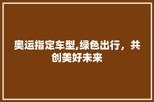 奥运指定车型,绿色出行，共创美好未来