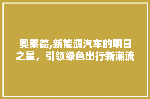 奥莱德,新能源汽车的明日之星，引领绿色出行新潮流
