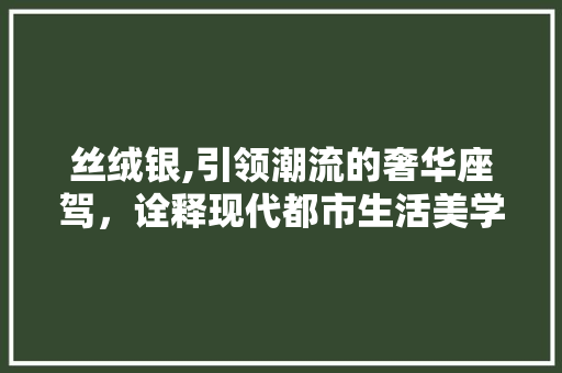 丝绒银,引领潮流的奢华座驾，诠释现代都市生活美学