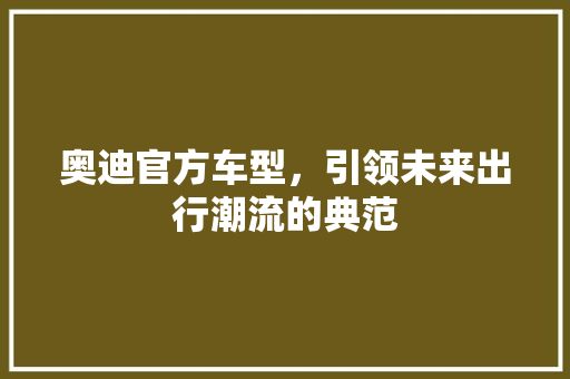 奥迪官方车型，引领未来出行潮流的典范