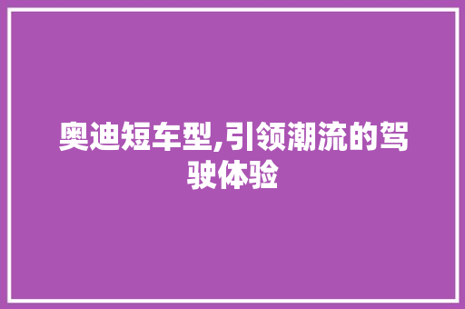 奥迪短车型,引领潮流的驾驶体验 新款车型