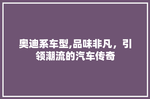 奥迪系车型,品味非凡，引领潮流的汽车传奇