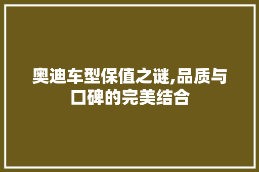 奥迪车型保值之谜,品质与口碑的完美结合