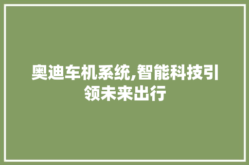 奥迪车机系统,智能科技引领未来出行