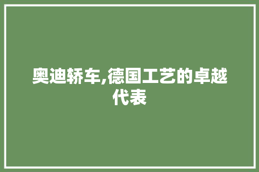 奥迪轿车,德国工艺的卓越代表