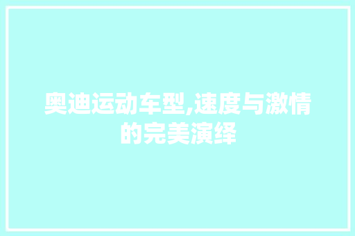 奥迪运动车型,速度与激情的完美演绎