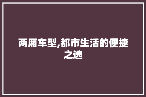 两厢车型,都市生活的便捷之选