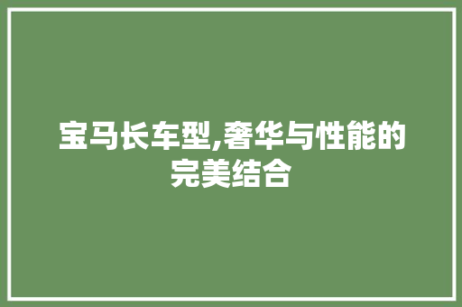 宝马长车型,奢华与性能的完美结合