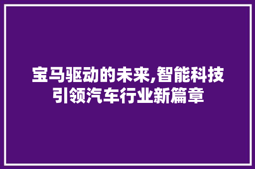 宝马驱动的未来,智能科技引领汽车行业新篇章