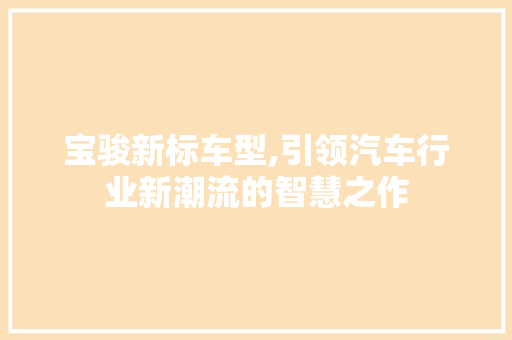 宝骏新标车型,引领汽车行业新潮流的智慧之作