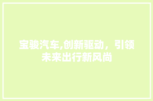 宝骏汽车,创新驱动，引领未来出行新风尚