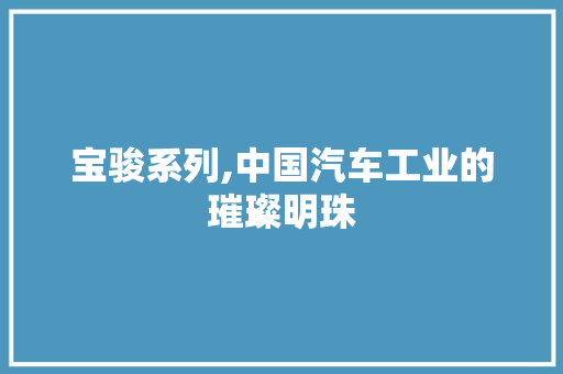 宝骏系列,中国汽车工业的璀璨明珠