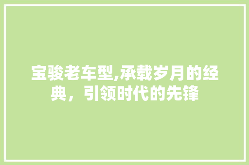 宝骏老车型,承载岁月的经典，引领时代的先锋