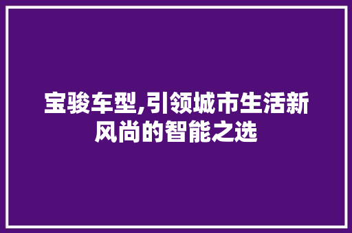 宝骏车型,引领城市生活新风尚的智能之选