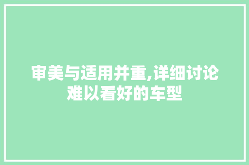 审美与适用并重,详细讨论难以看好的车型