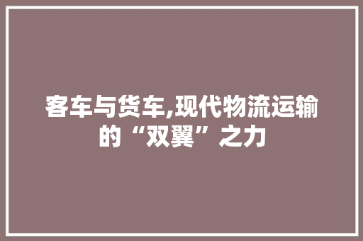 客车与货车,现代物流运输的“双翼”之力