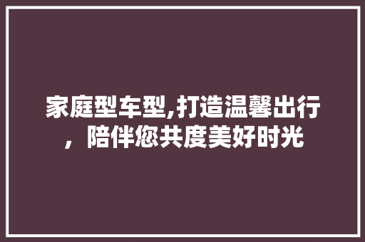 家庭型车型,打造温馨出行，陪伴您共度美好时光