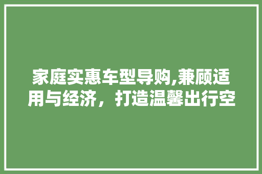 家庭实惠车型导购,兼顾适用与经济，打造温馨出行空间