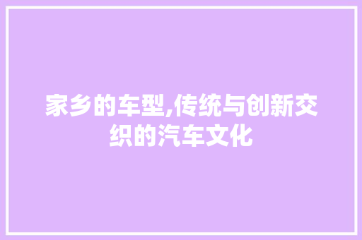 家乡的车型,传统与创新交织的汽车文化